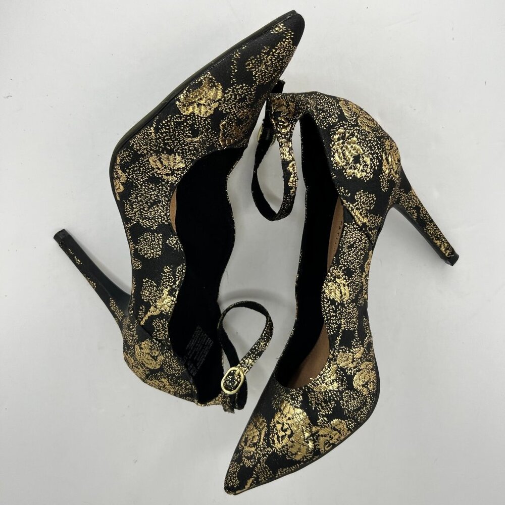Christian Siriano Womens 17937 Black Gold Floral Buckle Size 7.5 Pumps - Picture 6 of 9